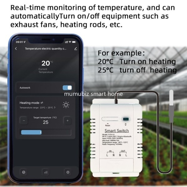 Smart Life WiFi Temperature Switches 16A Smart Termostat Real-time Energy Comsuptiom Monitoring med