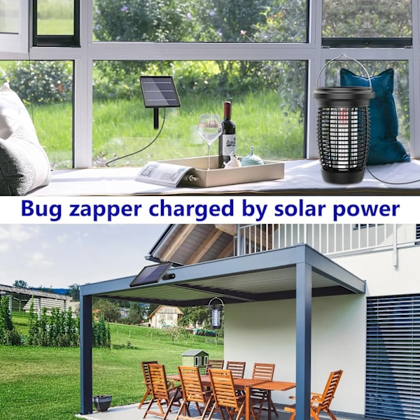 Solar Bug Zapper 2-in-1 Mosquito Killer Lamp Indoor 4500V Fly Zapper