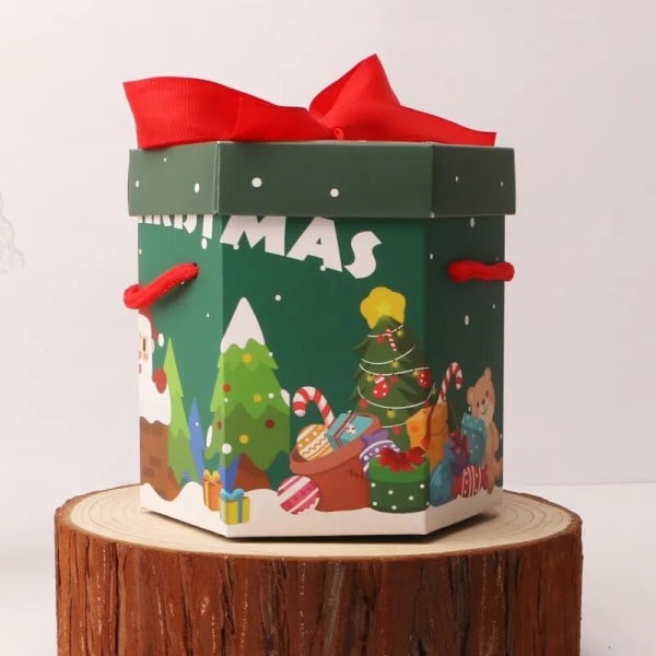 10 bitar jul fest present box med portabelt rep jul present papper box för kaka godis äpple god jul förpackningar tillbehör