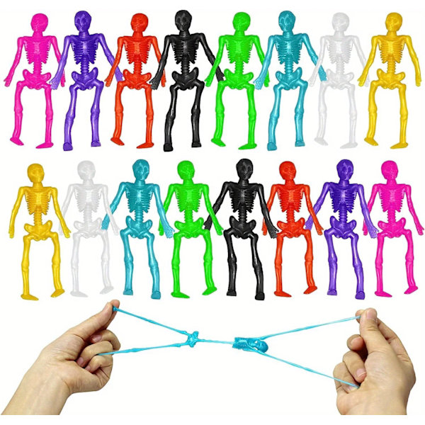 50 bitar Stretchy Skeleton Sticky Toys Asorted Color Stretchy Skull Squishy Toys