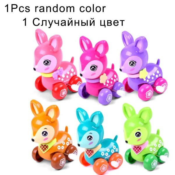 Sjovt farverigt urværk legetøj baby barn hjort løb urværk forår legetøj