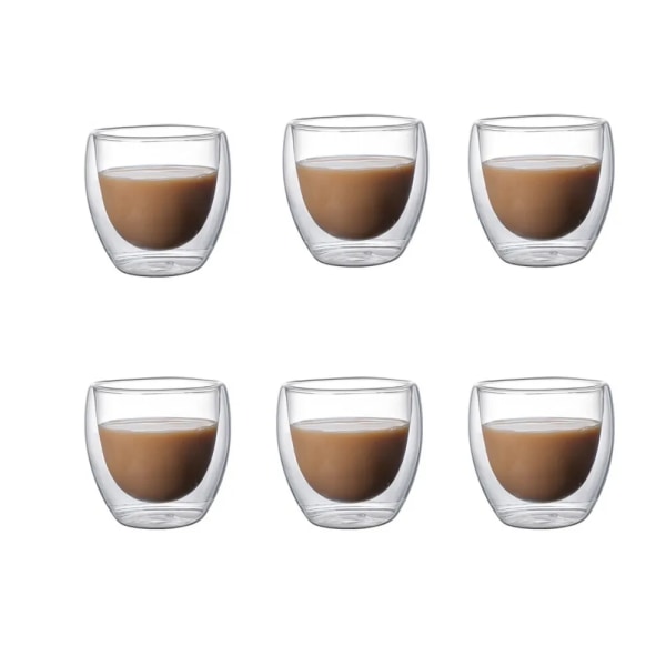 Klar dubbel vägg glas kaffe muggar isolerade lager koppar set för bar te mjölk juice vatten espresso shot glas