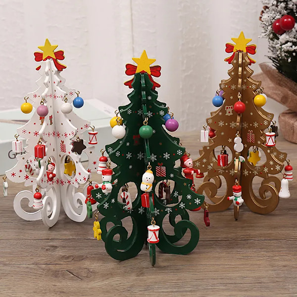 Kreativ Gør-det-selv Træ Jule Træ Vindue Butik Indkøbscenter Desktop Display Rekvisitter Ornament