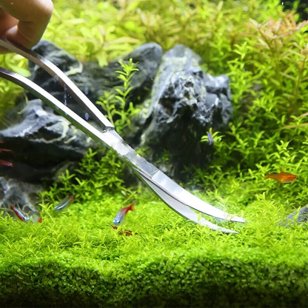 Akvarium sakse værktøj fisk tank pincet planter bølge sakse græs rustfri rengøring værktøj