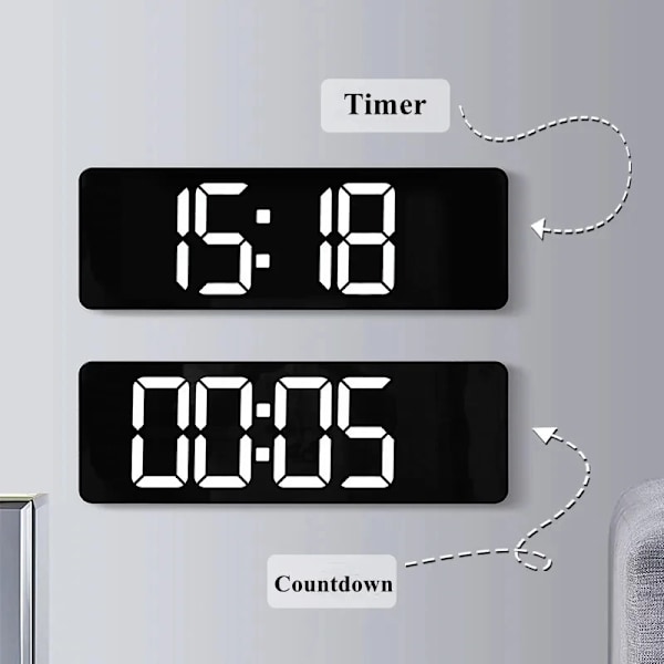 Stor Digital Vägg Klocka Fjärrkontroll Temperatur Datum Vecka Display