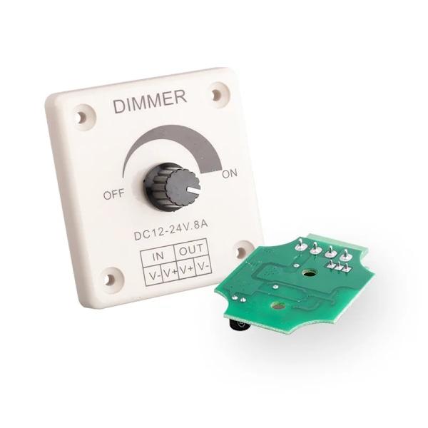 Vit LED Dimmer DC 12V 24V 8A Justerbar Ljusstyrka Kontroller Switch Lampa Glödlampa Strip Drivruta Enkel Färg Ljus Strömförsörjning