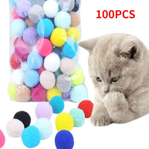 Interaktiv Launch Trening Katte Leker Kreative Kattunger Mini Pompoms Spill Stretch Plysj Ball Leker