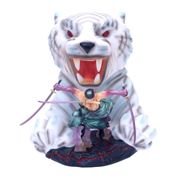 [Funny] Anime One piece Zoro White tiger scen action figur Staty PVC leksak Luffy docka