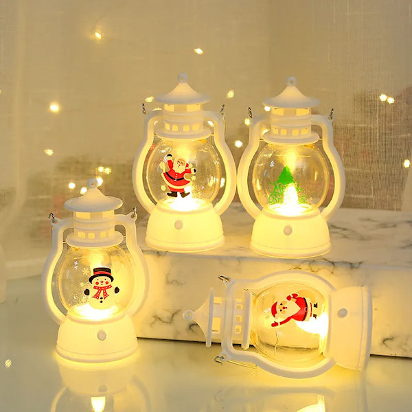 Jul Dekoration Hängande LED Retro Lantern Ljus Liten Olje Lampa Tomten Natt Ljus