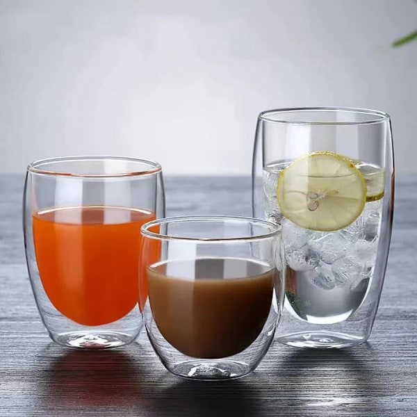 6 bitar 80 ml dubbel vägg glas kopp värme isolering transparent handgjorda te dricka koppar