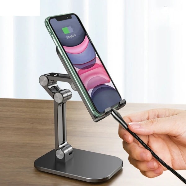 Tre sektioner hopfällbar skrivbord mobil telefon hållare för iphone ipad surfplatta flexibel bord skrivbord justerbar