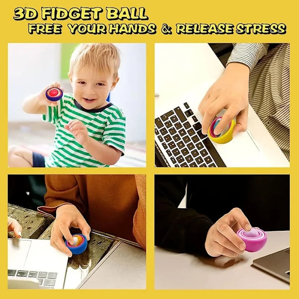 Tilfeldig 3 stykker 3D Rotasjon Ball Fidget Gyro Sensory Leker Hånd Fidget Spinner