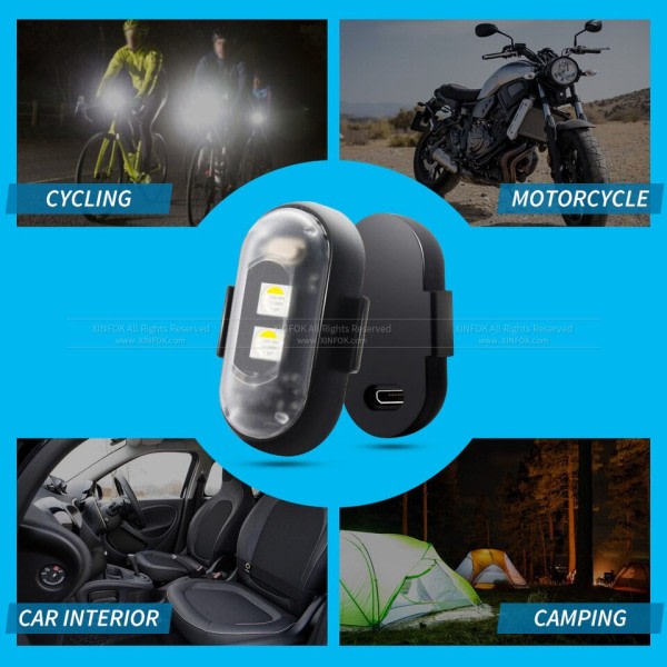 Motorcykel LED RGB Varning Ljus Universell Mini Signal Ljus