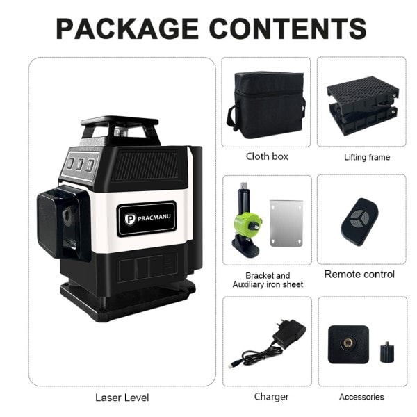 Mini 16 linjaa 4D laser taso vihreä linjat itsetasaava vaaka ja pysty tehokas vihreä säteet laser taso