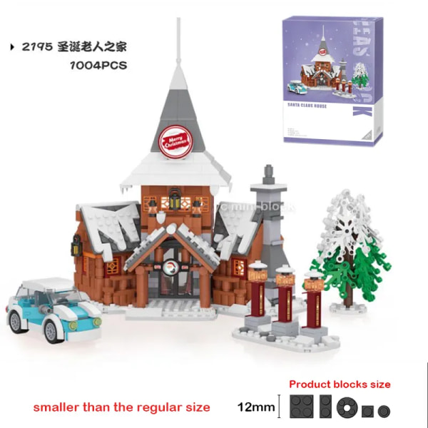 Jul gave vinter by nissen landsby modell byggeblokk leker jule tre slede bil puslespill