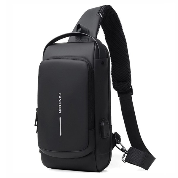 Multifunktion Patent Læder Bryst Taske Mænd Vandtæt Mænd Crossbody Taske