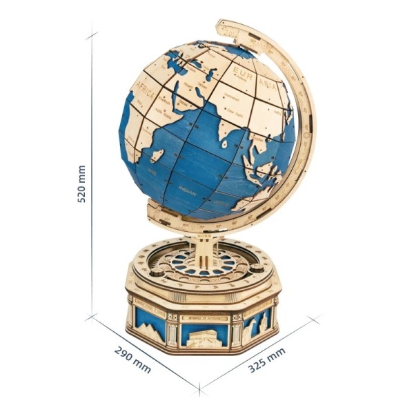 Robotime 3D Globe Træ Puslespil 567 stk Oversized DIY Rotable Spil Samling Legetøj