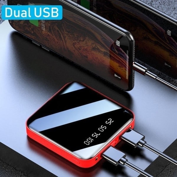 Mini Portable Power Bank Digital Display Ekstern Batteri Oplader med Dual USB Hurtig Opladning