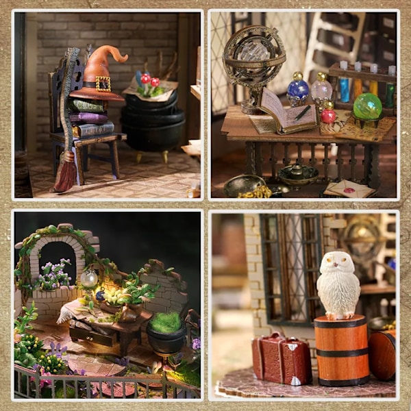 DIY Miniature Dukke Hus Kit Træ Dukkehus Værelseskasse Magic Workshop Have Gaver Jul