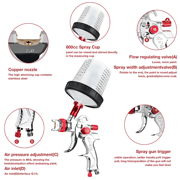 Spray pistol hjem automatisk maling spray pistol verktøy 600ml ingeni ren engangs målebeger 10 biter