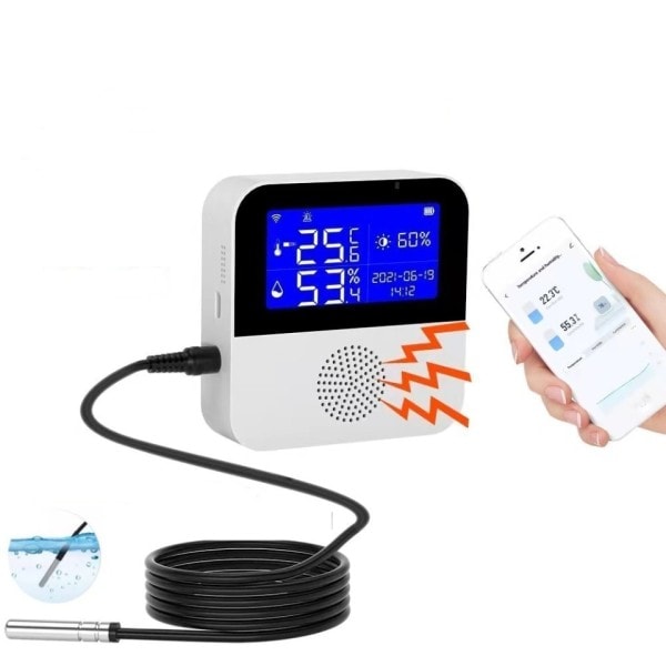 WiFi Temperatur Fugtighed Sensor LCD Skærm Smart Life Fjernbetjening Monitor Indendørs Termometer Hygrometer