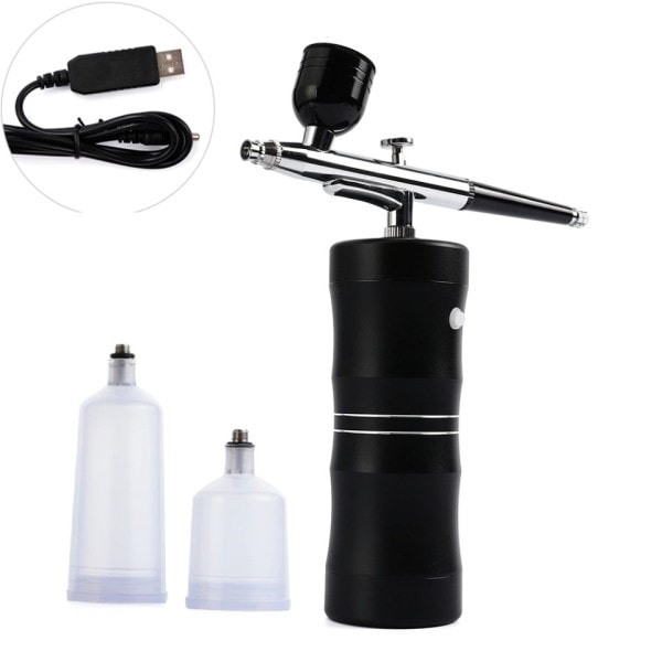 Rosa Mini luft kompressor kit luftborste färg spray pistol luftborste för nagelkonst tatuering hantverk