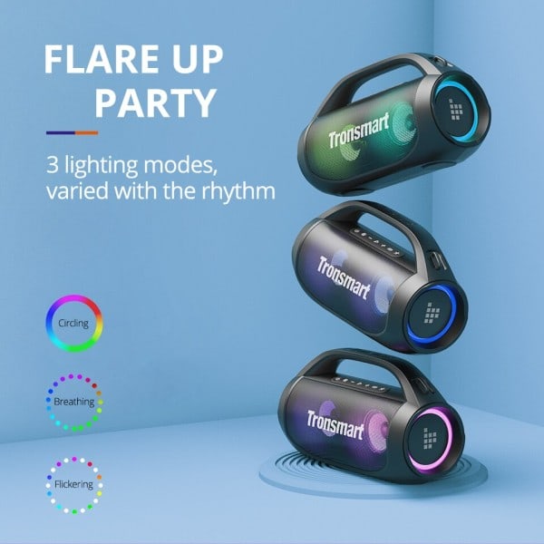 Kraftig bærbar højttaler med Bluetooth 5.3 med bærbart håndtag