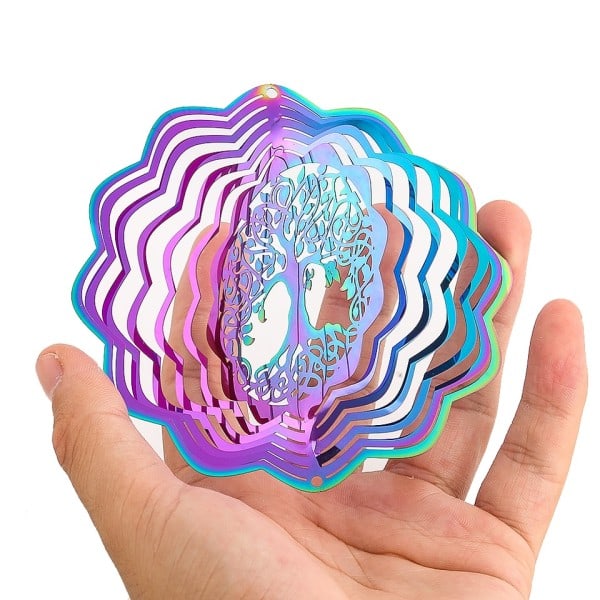 Kineettinen Tuuli Sieppari Spinner Rippuva 3D Gradientti Väri Virtaava Kevyt tehoste pyörivä tuuli