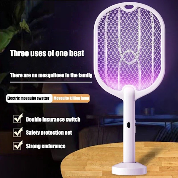 3 in 1 sähkö Mosquito Swatter, Mosquito Killer lamppu   TYPE-C latauksella