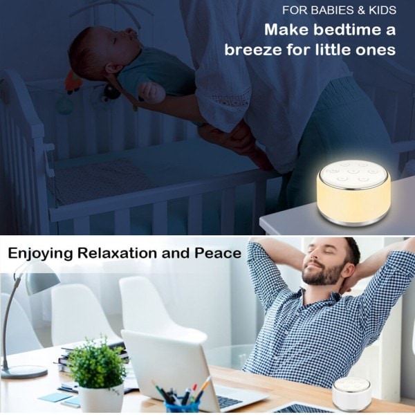 Vit Noise Machine Desktop Sleep Ljud Machine for Baby Sleep Soother Night Lights