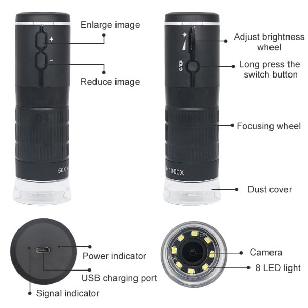 1000X Digital Mikroskop HD 1080P LED USB WiFi Mikroskop