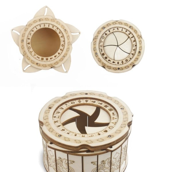Iris Box Mekanisk Gear Treasure 3D Træ Puslespil Håndværk Legetøj Hjerner Teaser