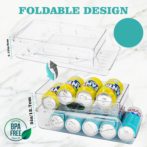 2 pack läsk burk organisator dispenser för kylskåp