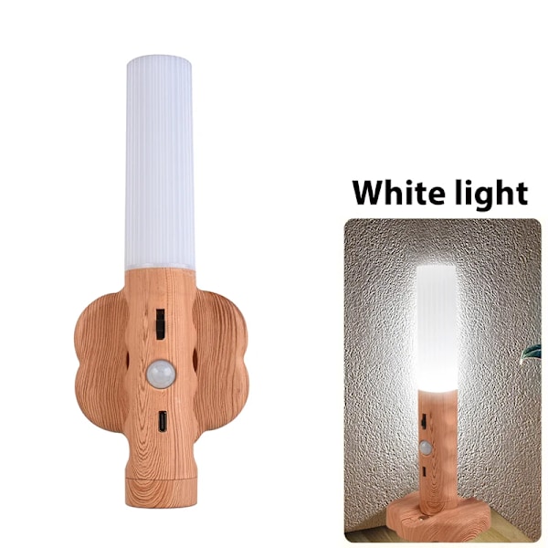 Træ LED Nat Lys Trådløs Type-c USB LED Væg Lampe Køkken Skab Lys Skab Lys