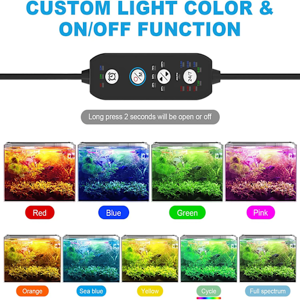 60 cm Auto På Av Akvarium LED Lys med Timer Full Spectrum Fish Tank Lys for Vann Planter acquariam
