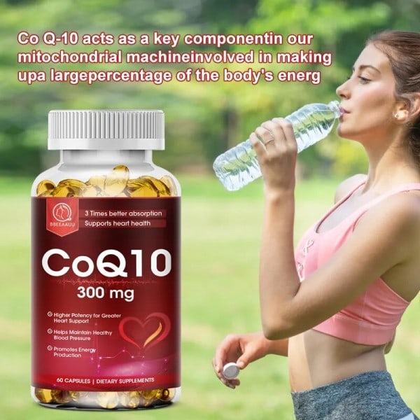 60 Piller 300mg Ekologiska Ultra Hög Absorption COQ10 Koenzym Q10 Främjar Kardiovaskulär Hjärta Hälsa Ger Energi Hälsa Mat