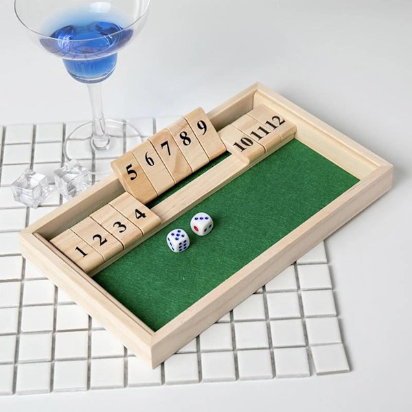 Classic Shut the Box Bar Board Tärning Spel Familj Rese leksak