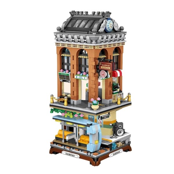 Mini Blocks Stad T-tunnelbanestation Plattform Modell Gör-det-själv Byggnad Klossar Europeisk stil tegelstenar leksak