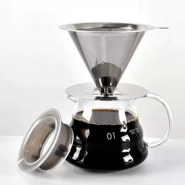 Gjenbrukbar kaffe filter holder dobbelt lag rustfritt stål kaffe te sil