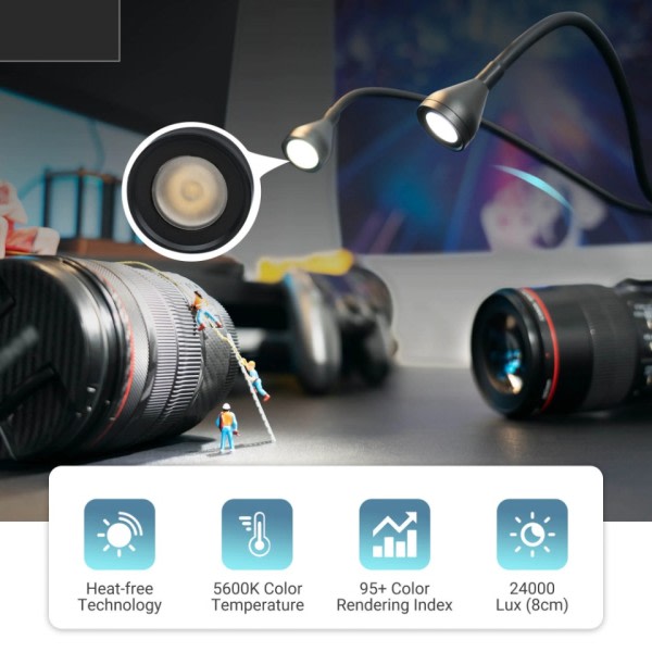 Lång Makro LED Ljus 10-nivåer Justerbar Kamera Makro Arm Ljus Belysning Lampa 600mAh Buit-In Batteri Fotografi Tillbehör