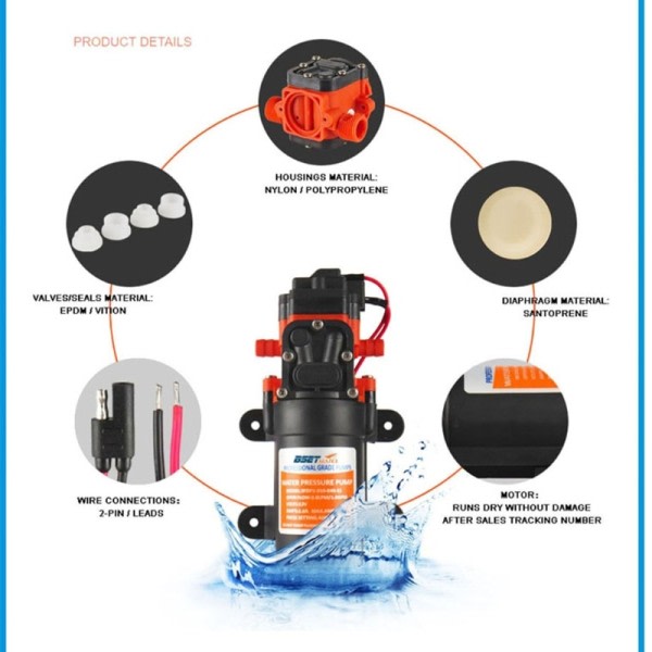 12V Marine membran Vann Pumpe Selv Priming Pumpe Båt Tilbehør