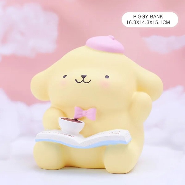 Sanrio Pompompurin Serie Ornament Piggy Bank Børn's Legetøj Kawaii Dukke Model Anime Nat Lys