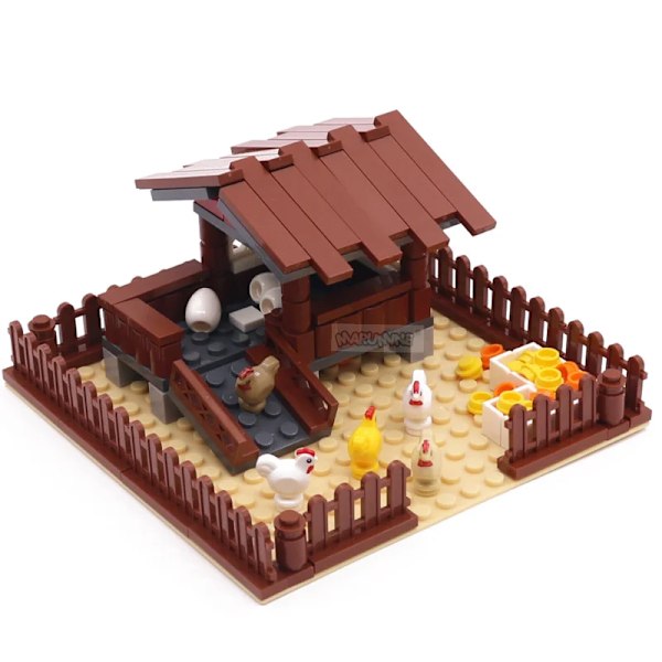 138 stykker Gård Kylling Bygning Klodser Klassisk Bygning MOC Mursten Samling Hus Model Kit Børn Jule Legetøj