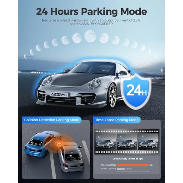 Bil DVR Dash Cam 4K 5,8Ghz WiFi 2/3 Kameror Främre/Cabin/Rear Cam GPS Natt Vision Parkering Monitor