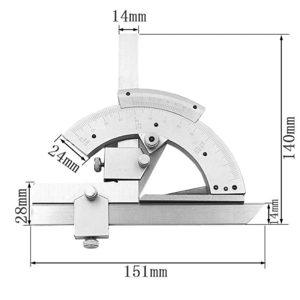 0-320 Grader Presisjon Vinkel Måling Finder Universal Bevel Protractor Verktøy