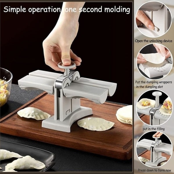 Fuldt Automatisk Dumpling Maskin Dobbelt Hoved Press Dumplings Mold