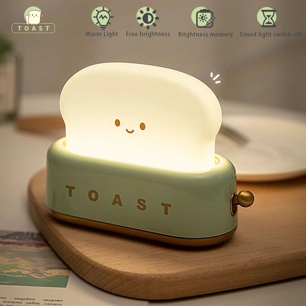 Söt Hem Inredning Kawaii Bröd Bord Lampor Natt Amning Portabel Lätt med Timer