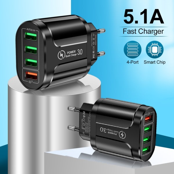 USB Laddare Snabb Ladda Vägg Laddning Rese Adapter