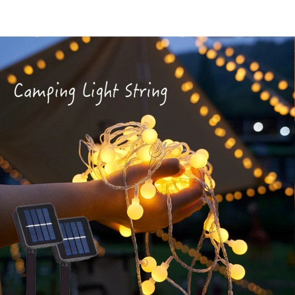 Camping Solar String Lys Utendørs 200 Led Crystal Globe Lights