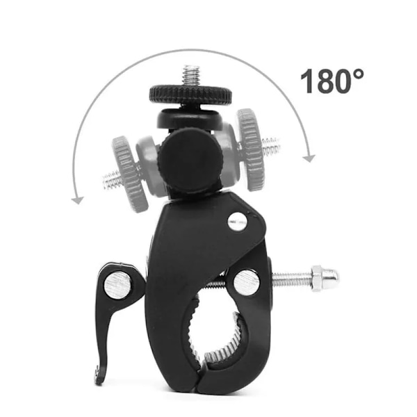 KX2215 Gopro Hero 11 10 9 8 7 6 5 4 Musta Pyörä Moottoripyörä Ohjaustanko 360 aste jalusta kiinnike YI 4K SJCAM lisälaitteet